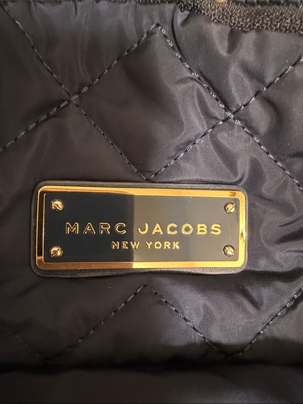 Marc Jacobs Navy Quilted Mini Backpack with Gold Accents - Picture 3 of 5